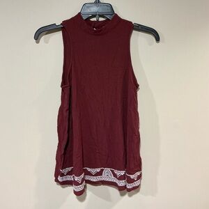 Mossimo Supply Co. Burgundy Tank Top with Lace Detail